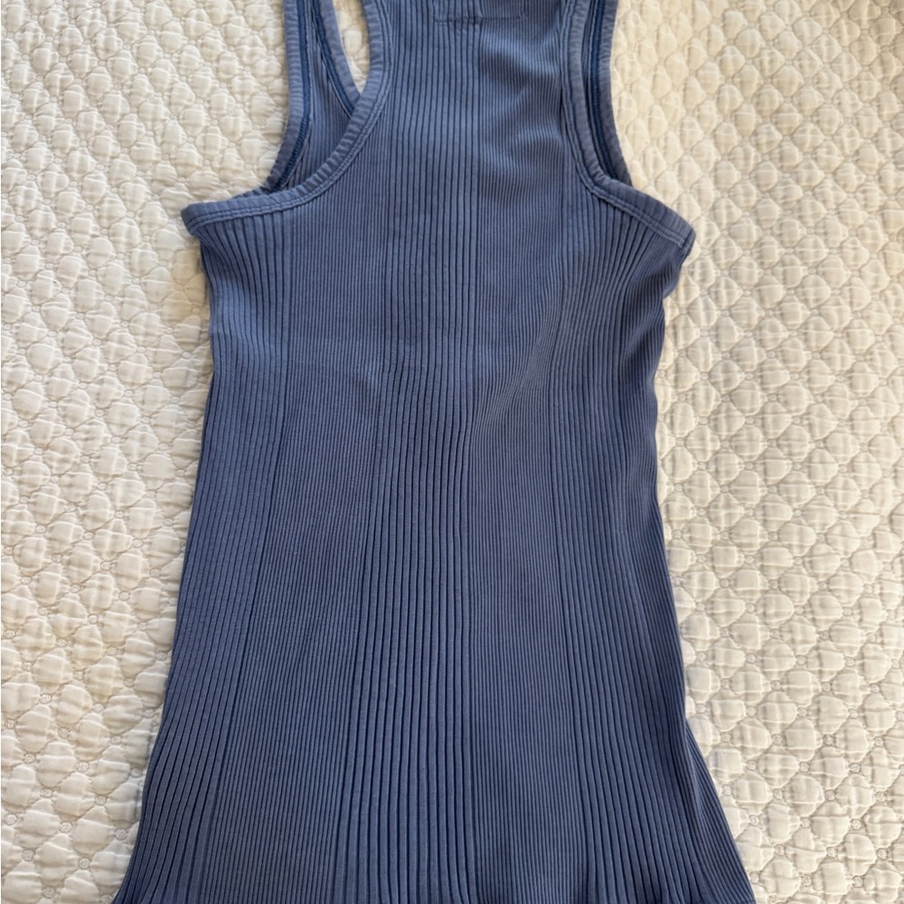 Women’s Aerie Ribbed Button Tank Top - Blue- Size medium - Picture 6 of 6